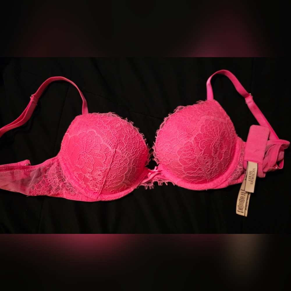 Victoria's Secret Neon Pink Lace Bra